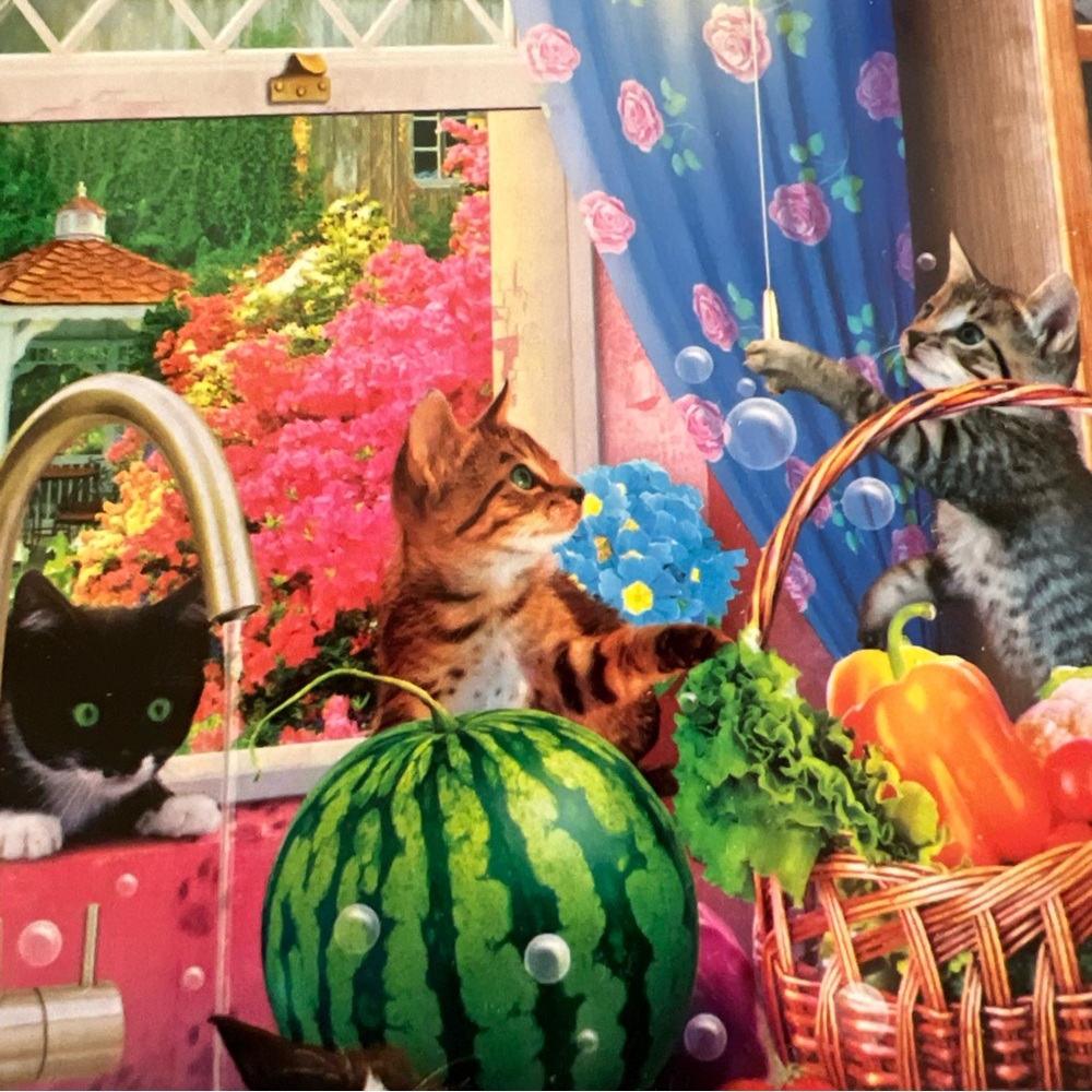 Ceaco Jigsaw Puzzle PAWS GONE WILD Playful Cats n Kitchen Kittens 550 Pc 24 x 18 - Picture 5 of 12